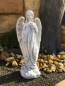 Preview: Steinfigur Engel mit großen Flügeln Steinguss Skulptur, Statue, Gartendekoration, Frostsicher