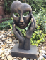 Preview: Steinfigur Hände mit Gesicht, Gartenfigur Steinguss, 37 cm, Büste