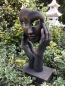 Preview: Steinfigur Hände mit Gesicht, Gartenfigur Steinguss, 37 cm, Büste