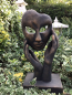 Preview: Steinfigur Hände mit Gesicht, Gartenfigur Steinguss, 37 cm, Büste