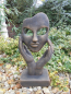 Preview: Steinfigur Hände mit Gesicht, Gartenfigur Steinguss, 37 cm, Büste