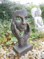 Preview: Steinfigur Hände mit Gesicht, Gartenfigur Steinguss, 37 cm, Büste