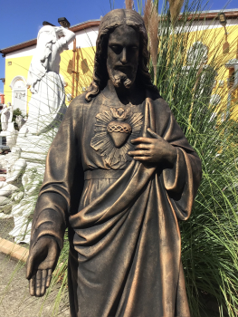 Jesus, Steinfigur, Bronce, Gartenfigur, Steinguss, Frostsicher, Winterhart, Gartendekoration, Weißbeton