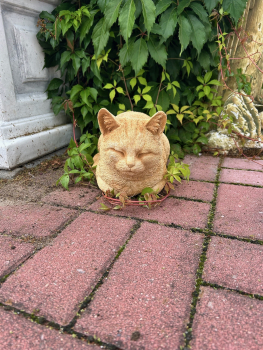 Katze liegend, Gartenfigur, Tierfigur, Steinfigur, Skulptur, Park & Gartendekoration, Steinguss
