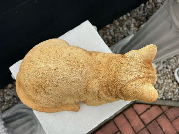 Katze liegend, Gartenfigur, Tierfigur, Steinfigur, Skulptur, Park & Gartendekoration, Steinguss