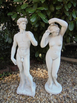 Preview: Steinfiguren, David & Venus / Skulpturen, Gartenfiguren, Park & Gartendekoration, Statuen, Parkfiguren, Steinguss