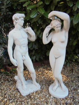 Preview: Steinfiguren, David & Venus / Skulpturen, Gartenfiguren, Park & Gartendekoration, Statuen, Parkfiguren, Steinguss