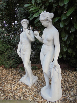 Preview: Gartenfiguren, David & Eva mit Apfel in der Hand
