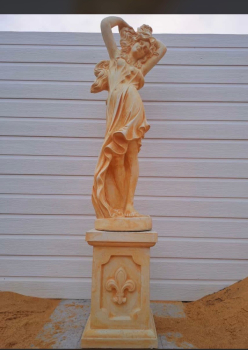 Gartenfigur, Statue, 156 cm hoch "Mädchen mit wildem Haar" Park & Gartendekoration, Steinfigur, Steinguss