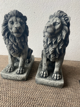 Gartenfiguren, Set, Löwenpaar, Park & Gartendekoration, Torwächter, Skulpturen, Steinfiguren, Steinguss