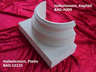 Halbelement Platte, Kapitel, Basis für Säulen