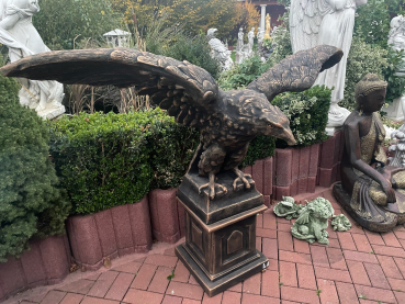Adler auf Sockel xxl, Steinfigur & Sockel im Set, Park & Gartendekoration, Steinguss, Statue