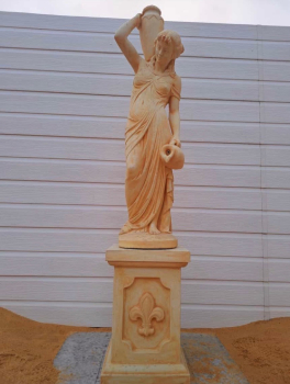 Gartenfigur, Wasserträgerin, Brunnenfigur, Frau mit Krügen, 140 cm hoch, Park & Gartendekoration, Steinfigur, Steinguss