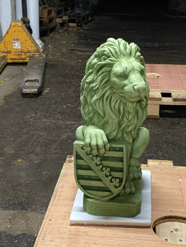 Gartenfiguren, Löwenpaar mit Wappen, je 53 cm Park & Gartendekoration, Steinfiguren, Skulpturen, Sachsenwappen