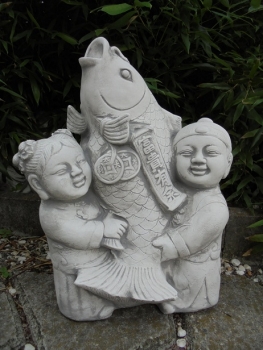 Preview: Koi Fisch Skulptur, Steinfigur