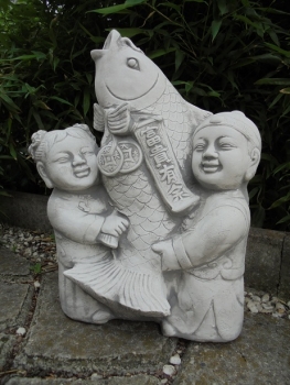 Preview: Koi Fisch Skulptur, Steinfigur