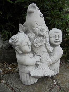 Preview: Koi Fisch Skulptur, Steinfigur