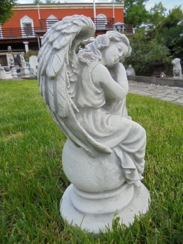Preview: Skulptur Engel Steinfigur Gartenfigur Statue Steinguss