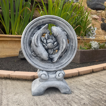 Fischkreis, Koi-Fisch, Park & Gartendekoration, Steinguss, Relief, Skulptur, Steinfigur, Gartenfigur