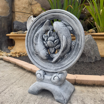 Fischkreis, Koi-Fisch, Park & Gartendekoration, Steinguss, Relief, Skulptur, Steinfigur, Gartenfigur