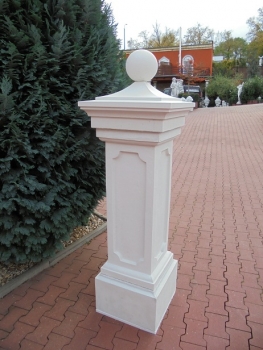 Zaunpfeiler mit Sockel als Betonpfeiler Torpfeiler mit Abdeckplatte & Kugel, Zaunsäule
