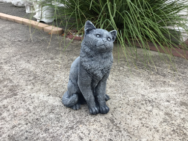 Katze Steinfigur, Gartendekoration, Steinguss, Gartenfigur, Skulptur