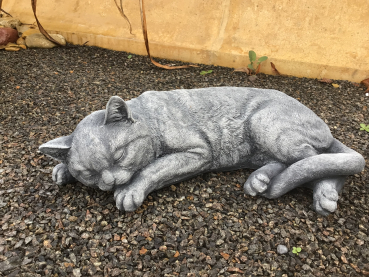 Katze liegend, Steinfigur, Park & Gartendekoration, Steinguss, Gartenfigur, Skulptur