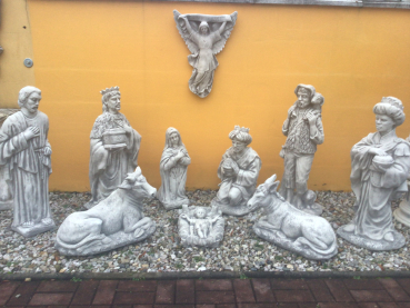 Steinfiguren Set, Krippe, 10 Figuren, Gartenfiguren, Gartendekoration, Steinguss