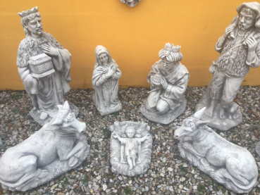 Preview: Steinfiguren Set, Krippe, 10 Figuren, Gartenfiguren, Gartendekoration, Steinguss