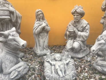 Steinfiguren Set, Krippe, 10 Figuren, Gartenfiguren, Gartendekoration, Steinguss