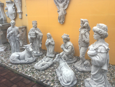 Steinfiguren Set, Krippe, 10 Figuren, Gartenfiguren, Gartendekoration, Steinguss