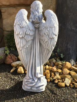 Preview: Steinfigur Engel mit großen Flügeln Steinguss Skulptur, Statue, Gartendekoration, Frostsicher
