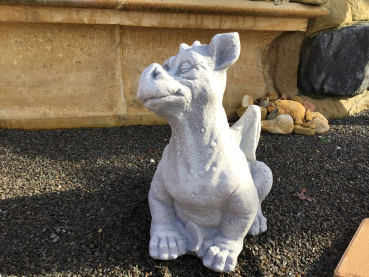 Preview: Steinfigur sitzender Drache, Steinguss, Skulpturen, Statuen, Tierfiguren, Gartenfigur