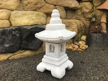 Steinlaterne Gartenfiguren Japan Lampe, Steinguss, 55 cm, Gartendeko Steinfigur