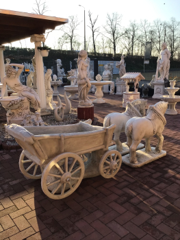 Preview: Pferdekutsche, Pferd, Kutsche XXL 220 cm lang, Steinguss, Gartendekoration