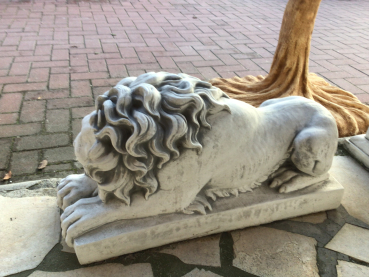 Preview: Löwe, Steinfigur, Steinguss, Höhe 37 cm Gartenfigur, Statue, Gartendekoration