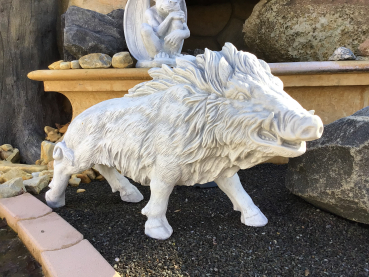 Wildschwein XXL, Steinfigur, Gartendekoration, Steinguss