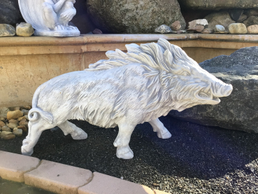 Preview: Wildschwein XXL, Steinfigur, Gartendekoration, Steinguss