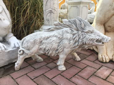 Wildschwein XXL, Steinfigur, Gartendekoration, Steinguss