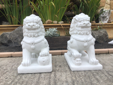 Steinfiguren-Fu-Löwen-Gartenfiguren-Statuen