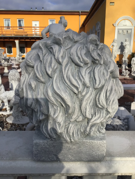 Steinfigur Löwenkopf, H. 48 cm, Steinguss, Skulpturen, Büste Löwe