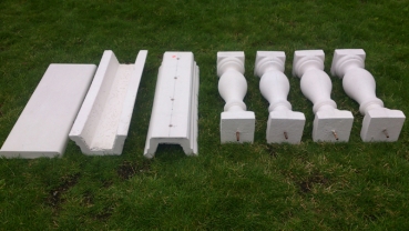 Preview: Balustraden Set, Komplettbalustrade, 75 cm Länge, Gesamthöhe 89 cm, Park & Gartendekoration, Steinguss