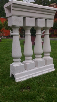 Balustrade, Komplettsatz - 75 cm Lang - Gesamthöhe 101,5 cm, Park & Gartendekoration, Steinguss, Geländer