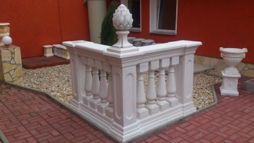 Preview: Balustrade, Komplettsatz - 75 cm Lang - Gesamthöhe 101,5 cm, Park & Gartendekoration, Steinguss, Geländer