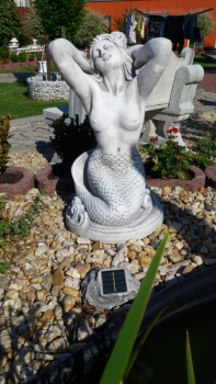 Gartenfigur, Steinstatue "schöne Meerjungfrau" Höhe: 57 cm, Teichfigur, Park & Gartendekoration, Skulptur