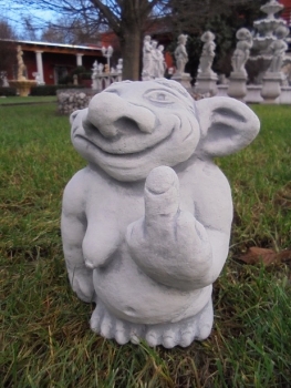 Zwerg, Troll, Wichtel, Skulptur, Steinfigur mit Pflanztopf