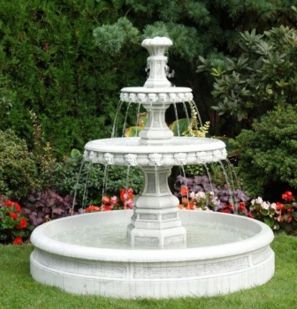 Gartenbrunnen Kaskadenbrunnen mit Brunnenbecken, Park & Gartendekoration, Steinguss