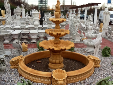 Kaskadenbrunnen mit großen Becken und Muscheldeko, Steinbrunnen, Springbrunnen, Park & Gartendekoration
