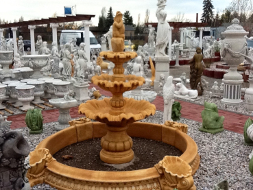 Kaskadenbrunnen mit großen Becken und Muscheldeko, Steinbrunnen, Springbrunnen, Park & Gartendekoration