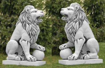 Steinfiguren Set, Gartenfiguren, Skulpturen, Statuen, Löwen Set